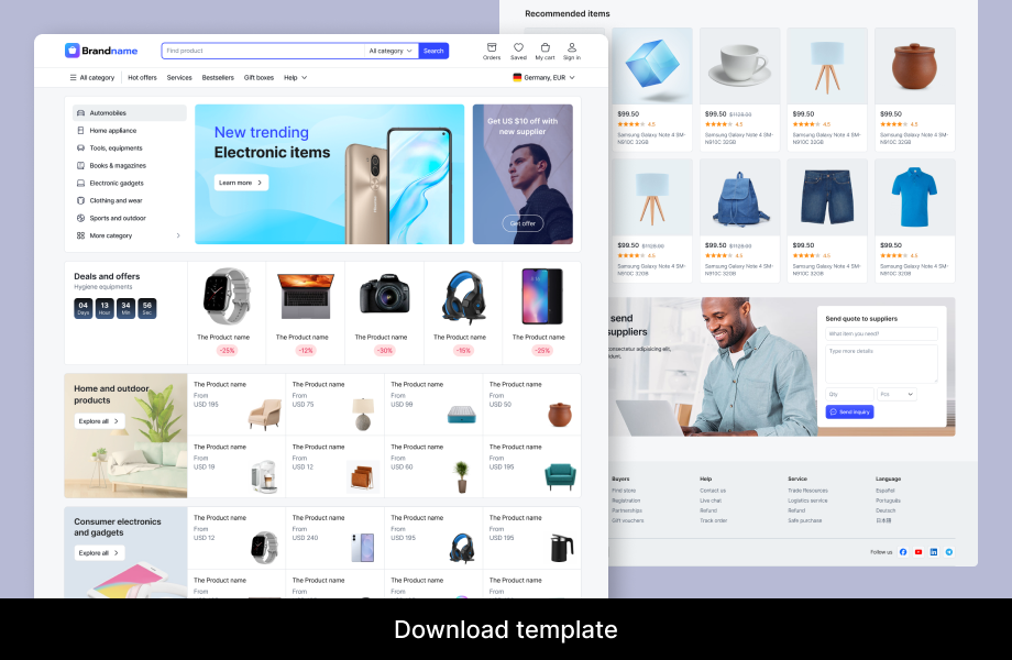 Market place website for products.