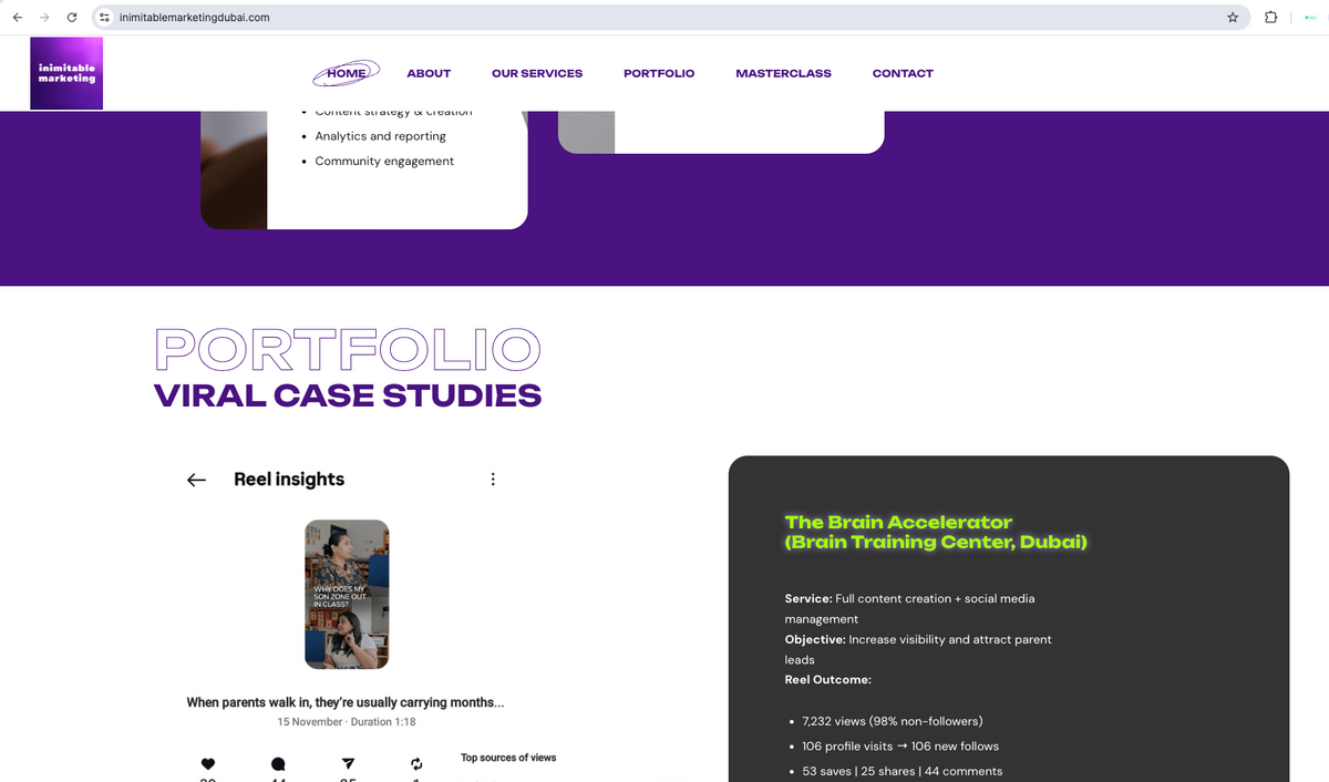 Inimitable Marketing custom code wordpress website.